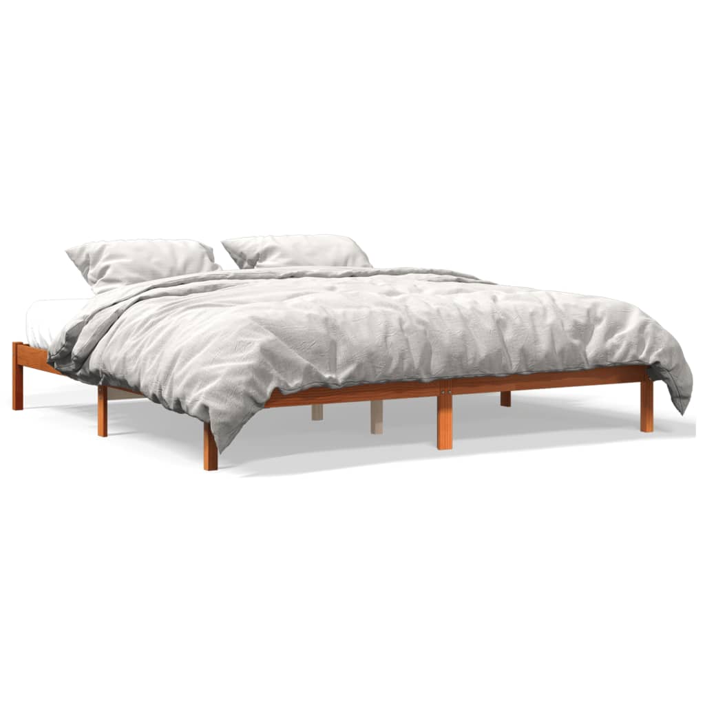 Cadre de lit sans matelas cire marron 180x200cm bois pin massif - XIOS