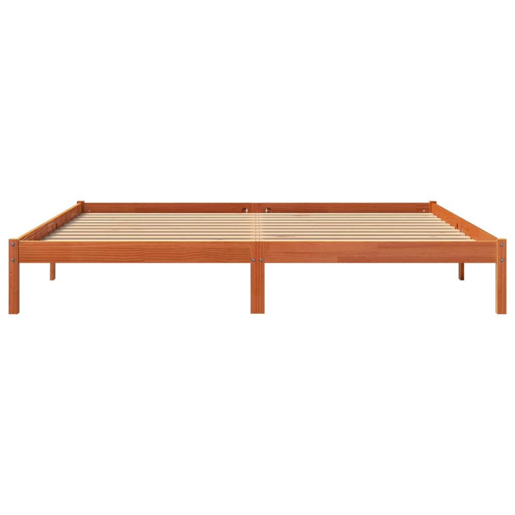 Cadre de lit sans matelas cire marron 200x200cm bois pin massif - XIOS