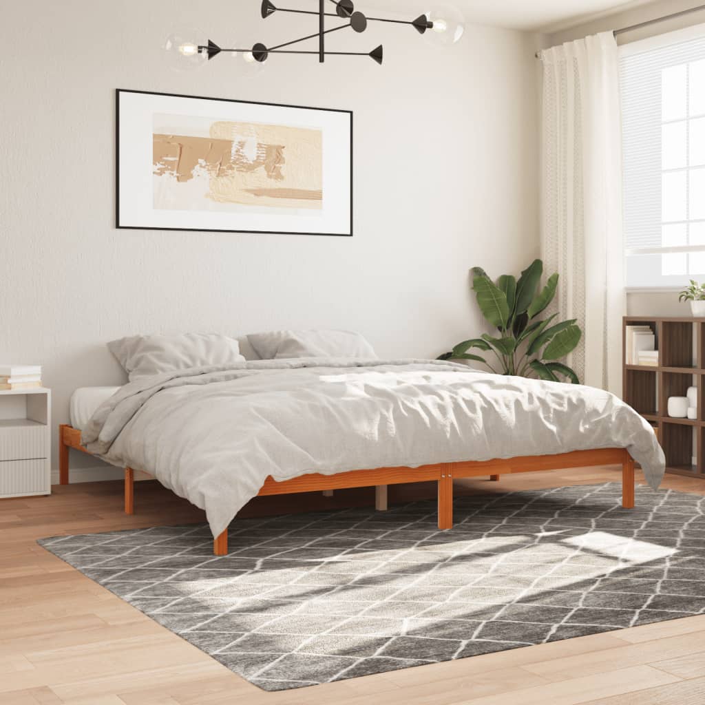 Cadre de lit sans matelas cire marron 200x200cm bois pin massif - XIOS