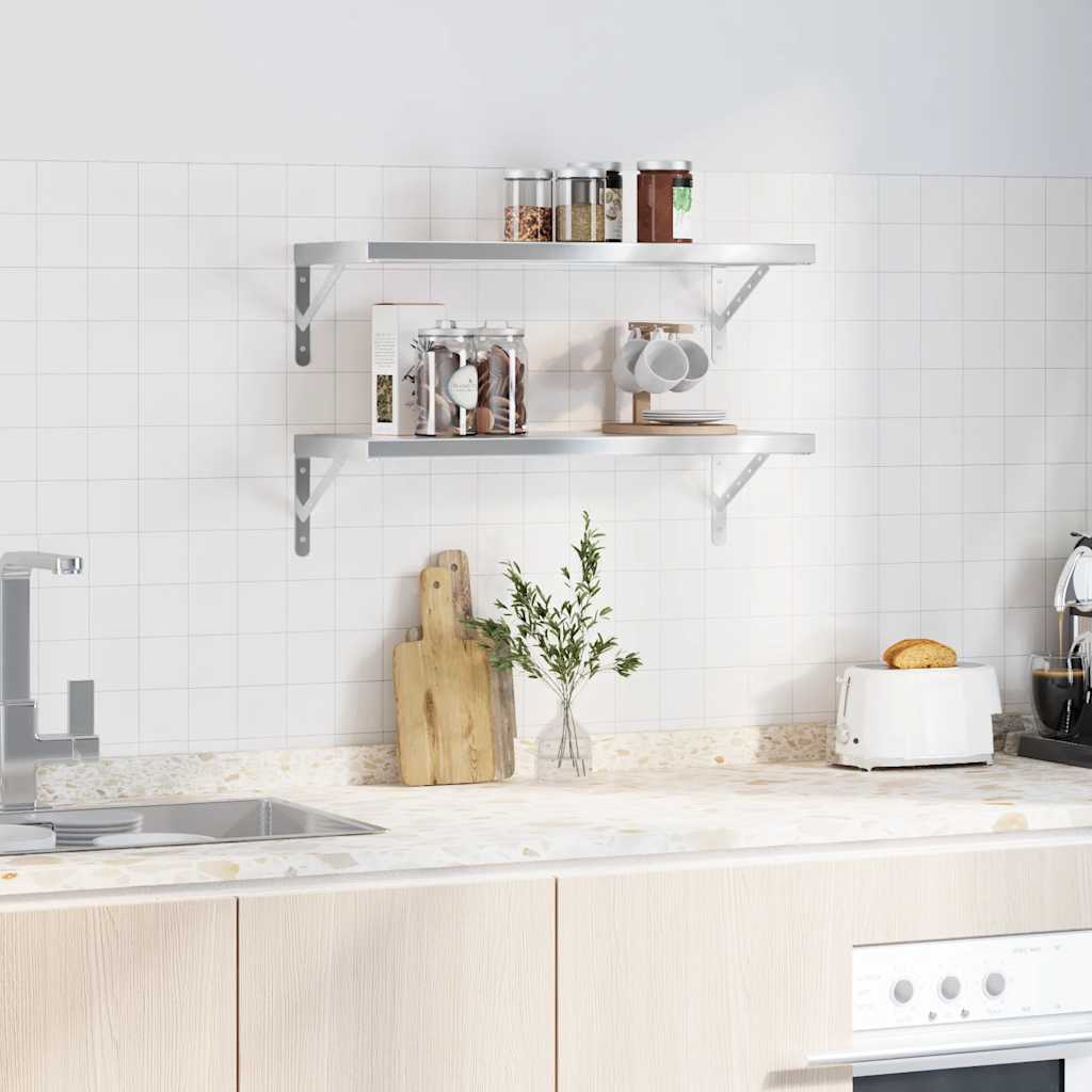 Étagères murales 2 pcs 75x30x3 cm argenté acier inoxydable - XIOS