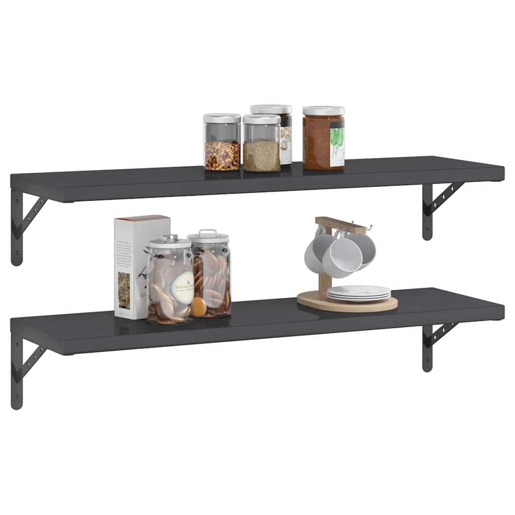 Étagères murales 2 pcs 100x30x3 cm noir acier inoxydable - XIOS