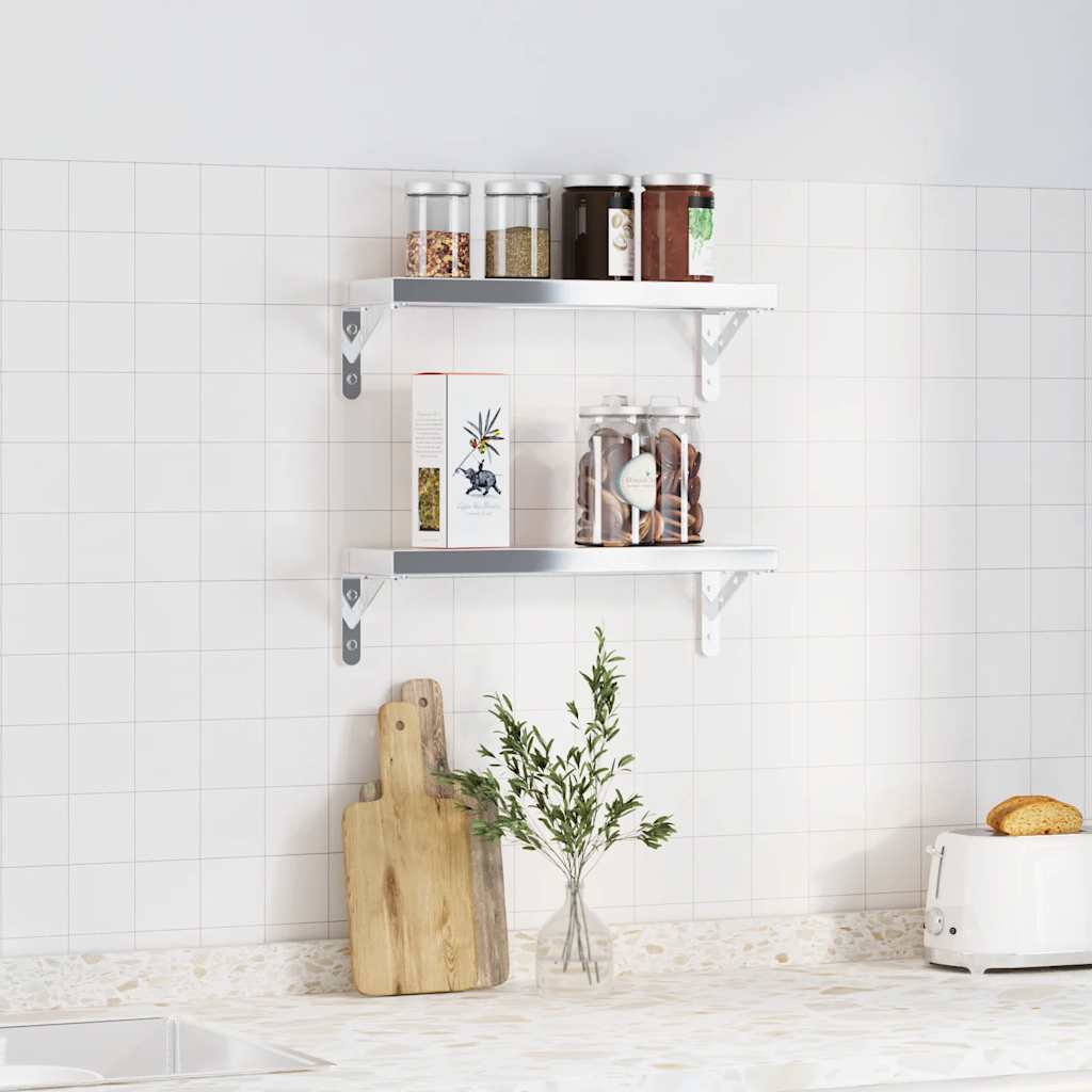 Supports d'étagères 4pcs 15x2,5x11,5cm argenté acier inoxydable - XIOS