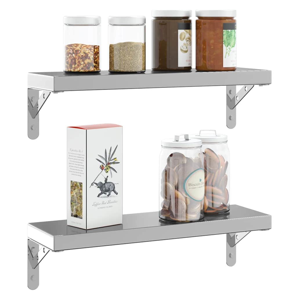 Supports d'étagères 4pcs 15x2,5x11,5cm argenté acier inoxydable - XIOS