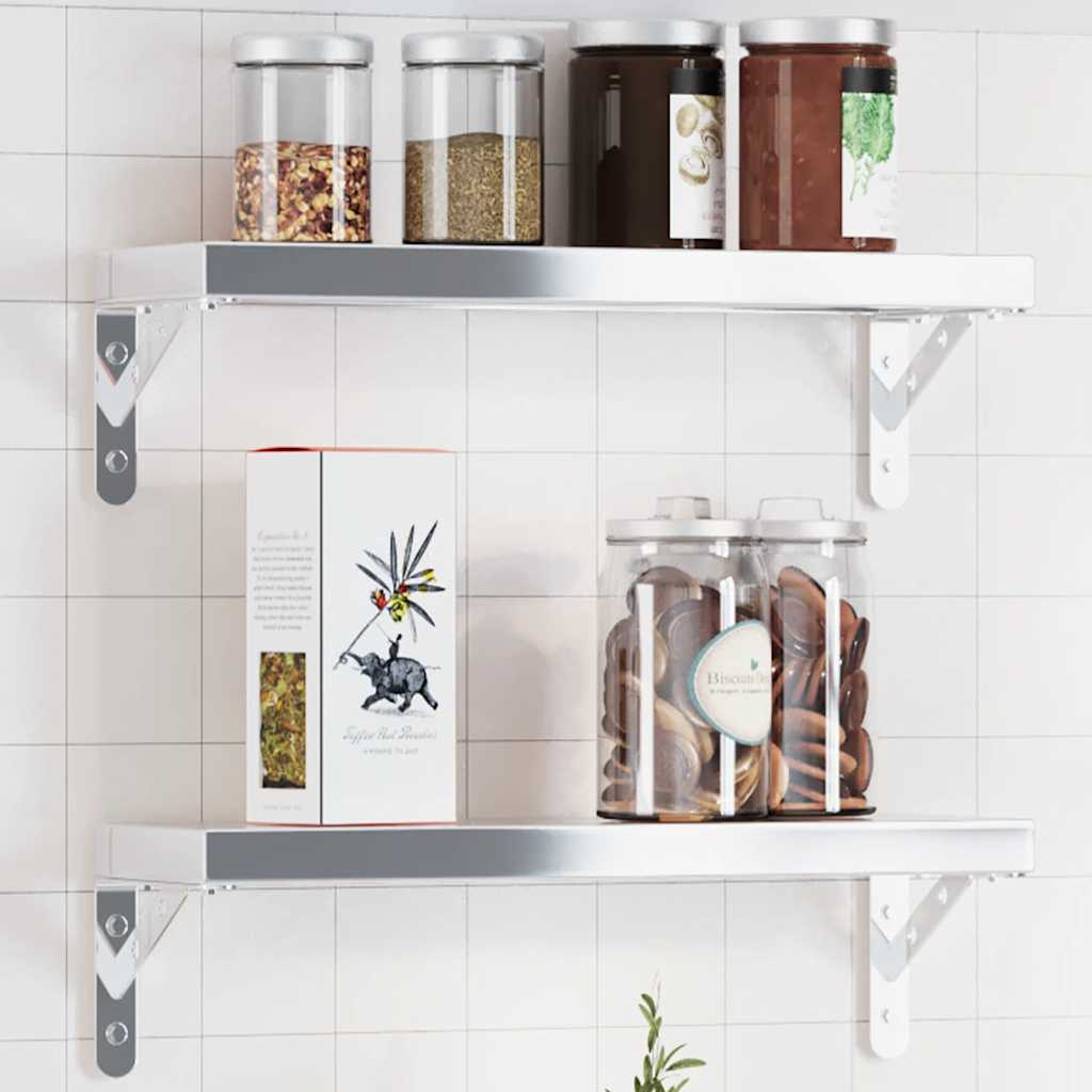 Supports d'étagères 4pcs 15x2,5x11,5cm argenté acier inoxydable - XIOS