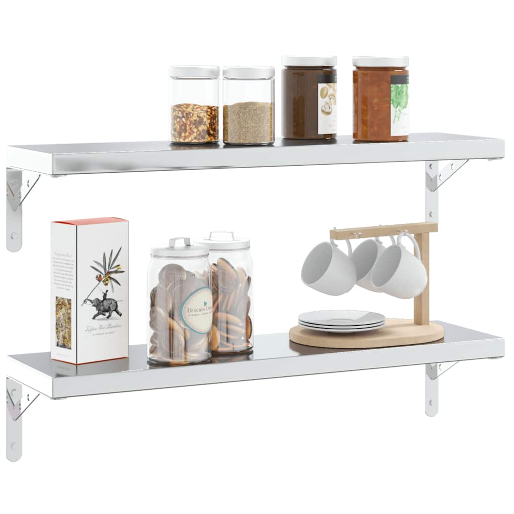 Supports d'étagères 4 pcs 20x2,5x14 cm argenté acier inoxydable - XIOS