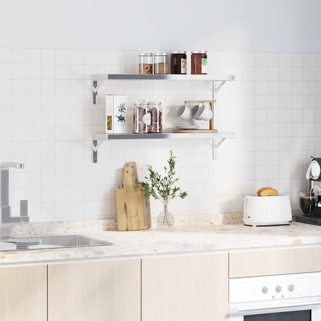 Supports d'étagères 4 pcs 20x2,5x14 cm argenté acier inoxydable - XIOS