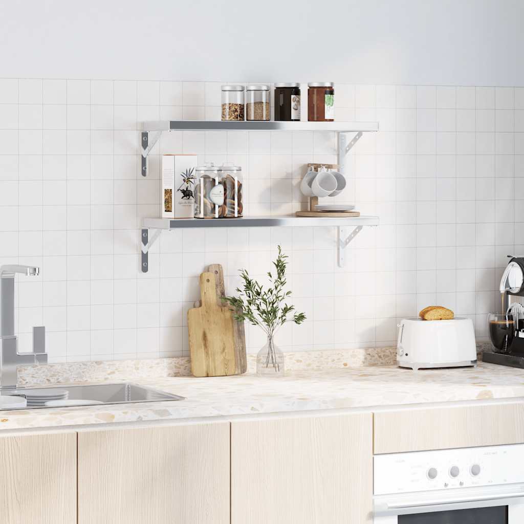 Supports d'étagères 4pcs argenté acier inoxydable - XIOS