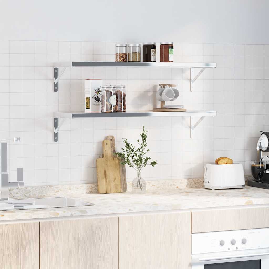 Supports d'étagères 4pcs 30x2,5x15,5cm argenté acier inoxydable - XIOS