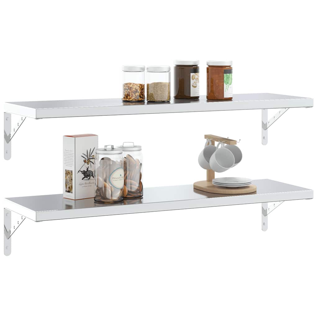 Supports d'étagères 4pcs 30x2,5x15,5cm argenté acier inoxydable - XIOS