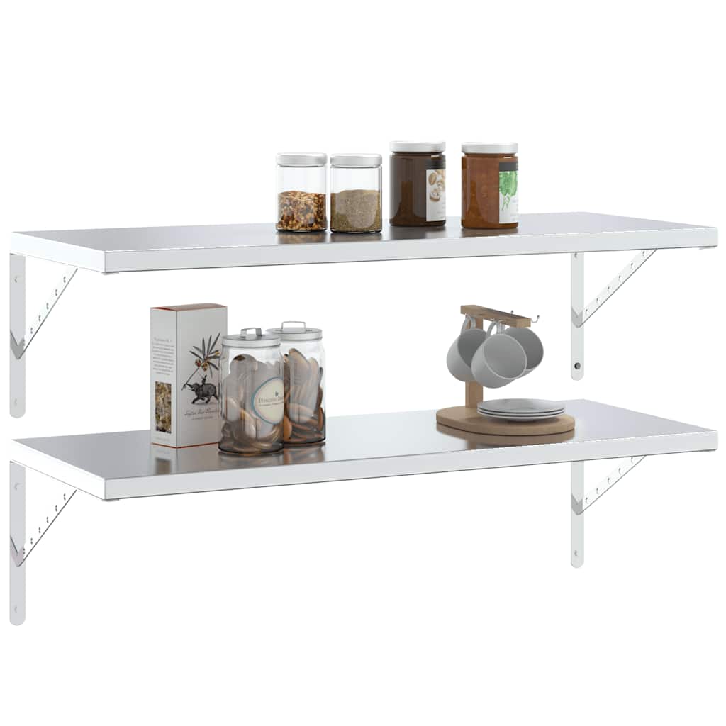 Supports d'étagères 4 pcs 40x2,5x25 cm argenté acier inoxydable - XIOS