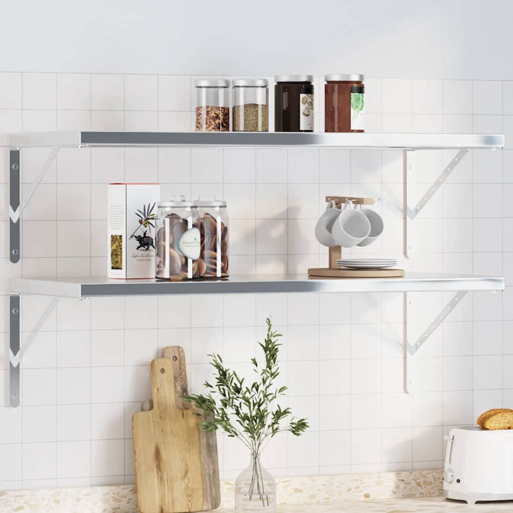 Supports d'étagères 4 pcs 40x2,5x25 cm argenté acier inoxydable - XIOS
