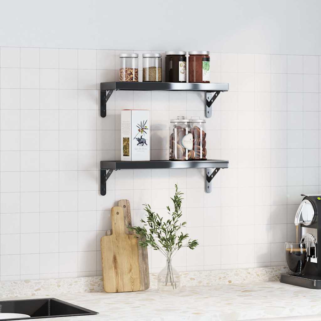 Supports d'étagères 4 pcs 15x2,5x11,5 cm noir acier inoxydable - XIOS