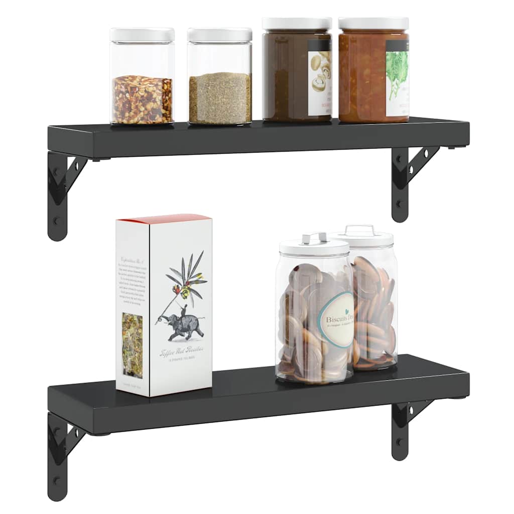 Supports d'étagères 4 pcs 15x2,5x11,5 cm noir acier inoxydable - XIOS