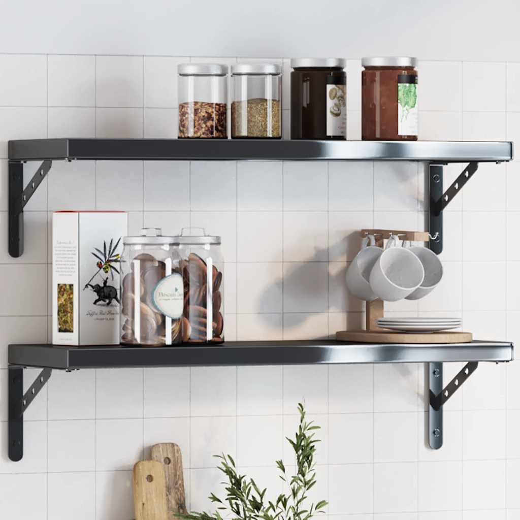 Supports d'étagères 4 pcs 23,5x2,5x15,5cm noir acier inoxydable - XIOS