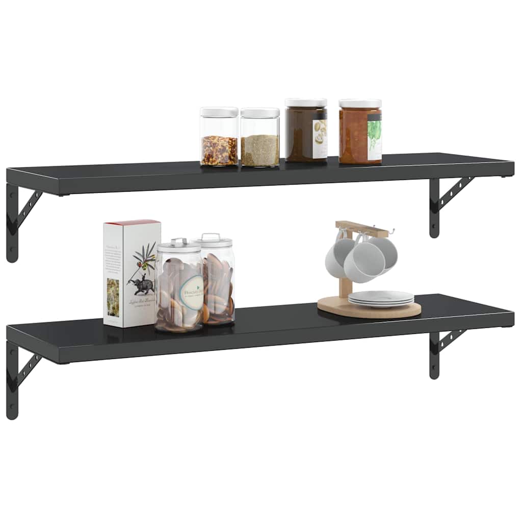 Supports d'étagères 4 pcs 30x2,5x15,5 cm noir acier inoxydable - XIOS