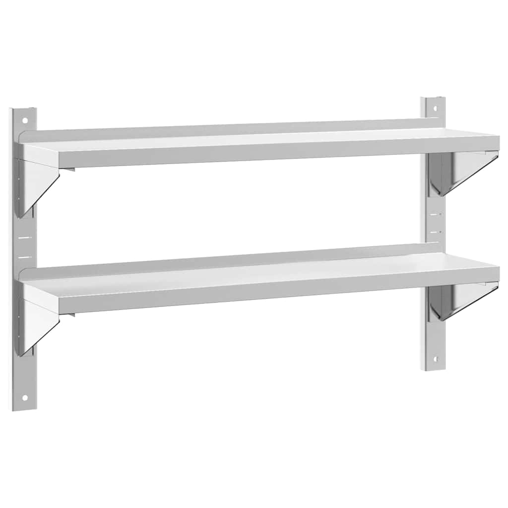 Étagère murale 2 niveaux 100x23,5x60cm argenté acier inoxydable - XIOS