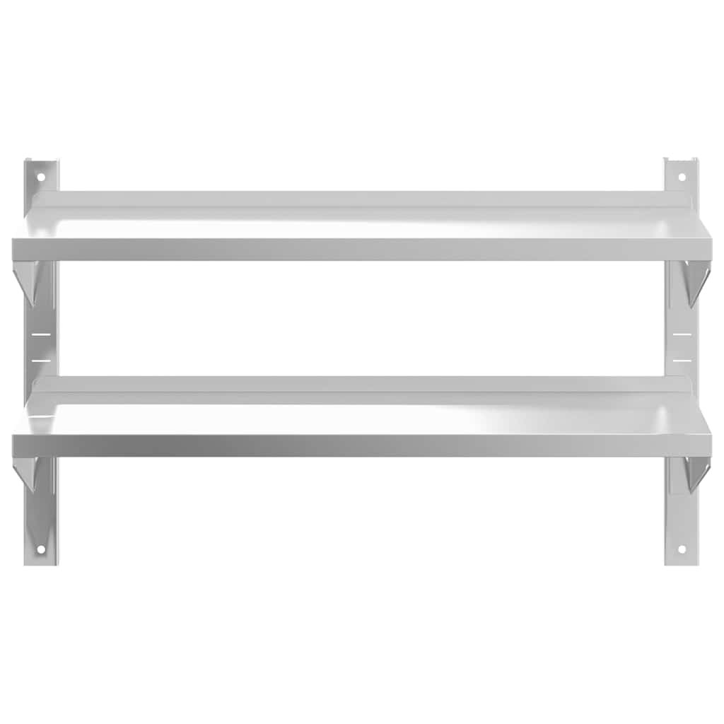 Étagère murale 2 niveaux 100x23,5x60cm argenté acier inoxydable - XIOS