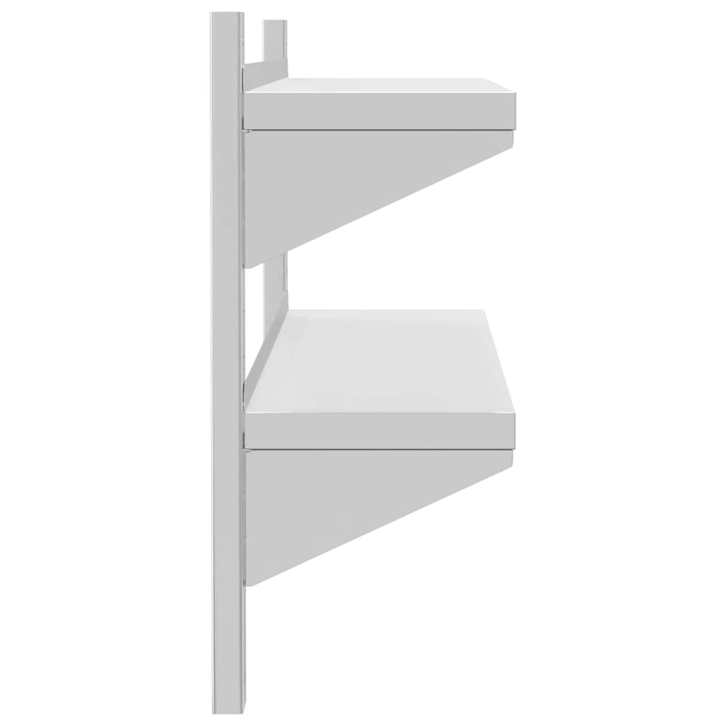 Étagère murale 2 niveaux 100x23,5x60cm argenté acier inoxydable - XIOS