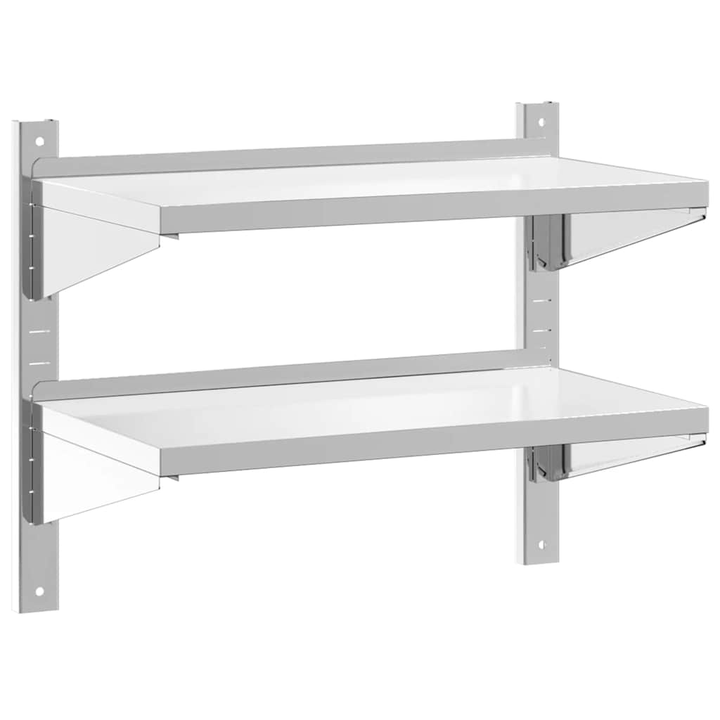 Étagère murale à 2 niveaux 75x40x60 cm argenté acier inoxydable - XIOS