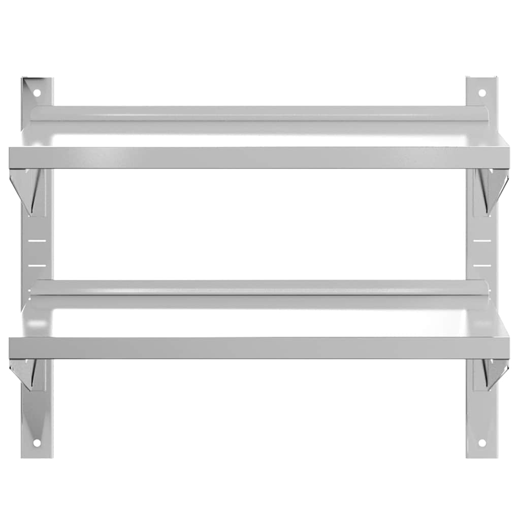 Étagère murale à 2 niveaux 75x40x60 cm argenté acier inoxydable - XIOS