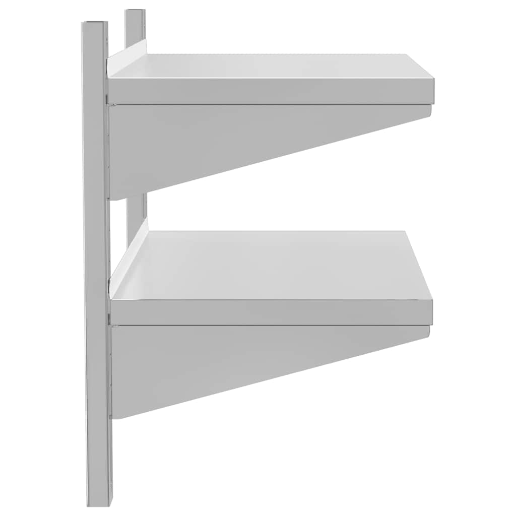 Étagère murale à 2 niveaux 75x40x60 cm argenté acier inoxydable - XIOS