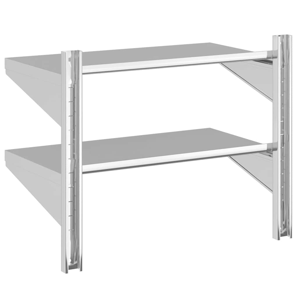 Étagère murale à 2 niveaux 75x40x60 cm argenté acier inoxydable - XIOS