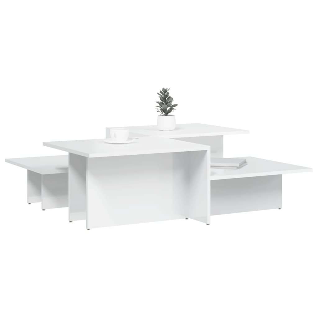 Tables basses 2 pcs blanc brillant bois d'ingénierie - XIOS