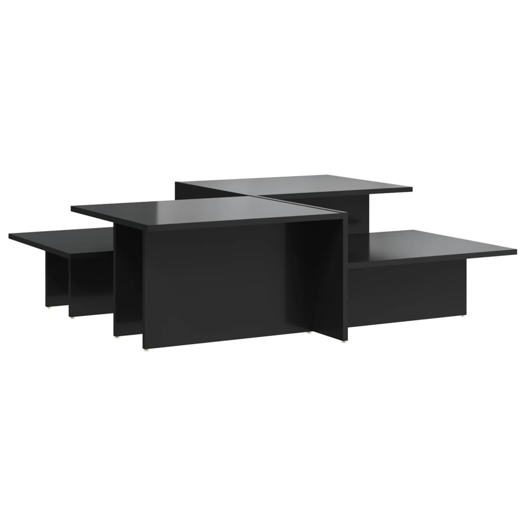 Tables basses 2 pcs noir brillant bois d'ingénierie - XIOS