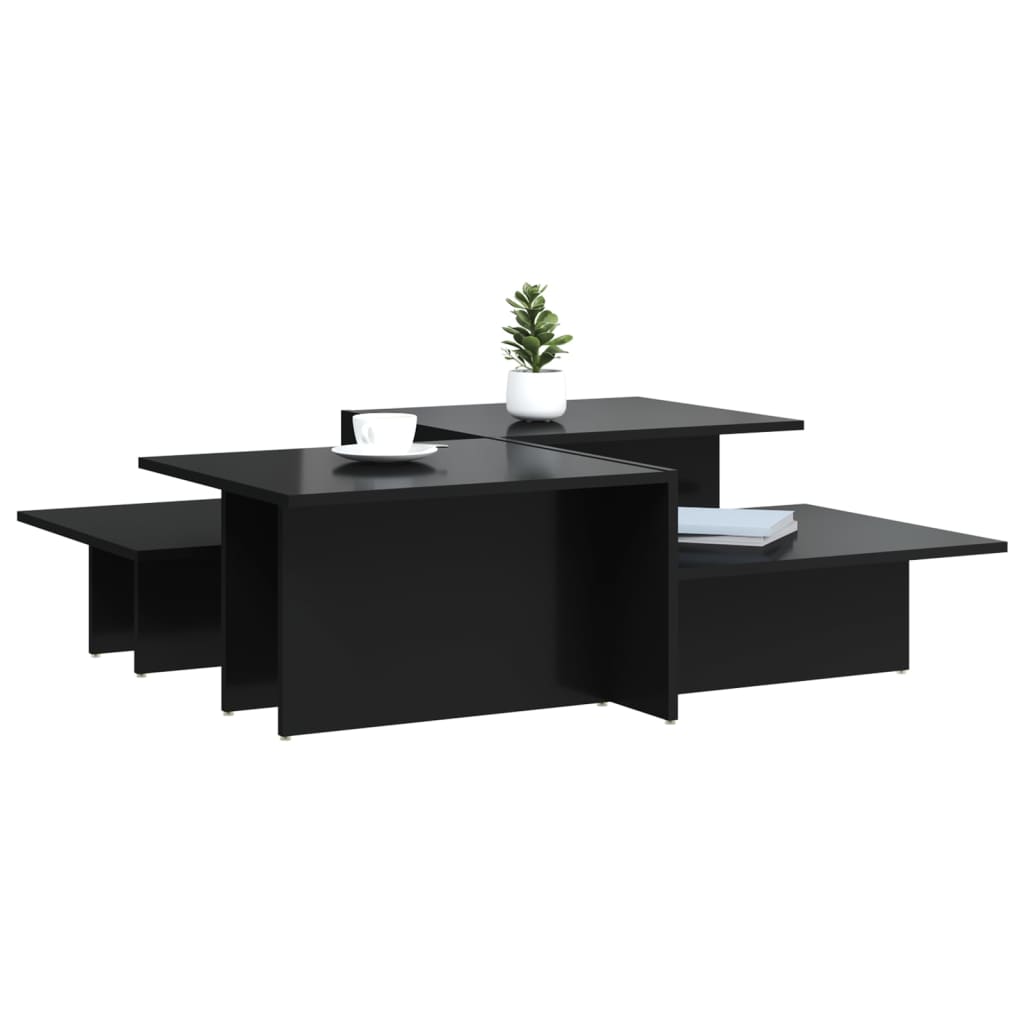 Tables basses 2 pcs noir brillant bois d'ingénierie - XIOS