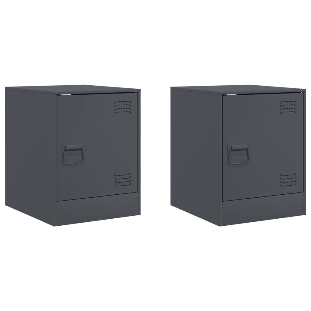 Tables de chevet 2 pcs anthracite 34,5x39x44 cm acier