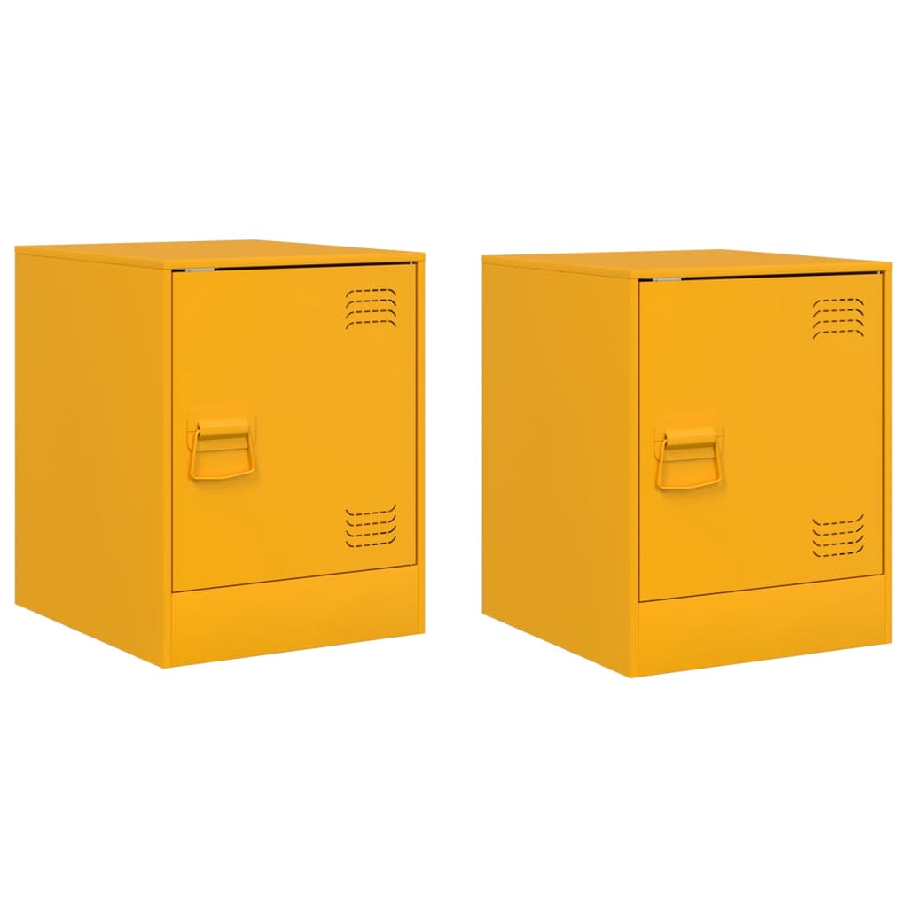 Tables de chevet 2 pcs jaune moutarde 34,5x39x44 cm acier - XIOS