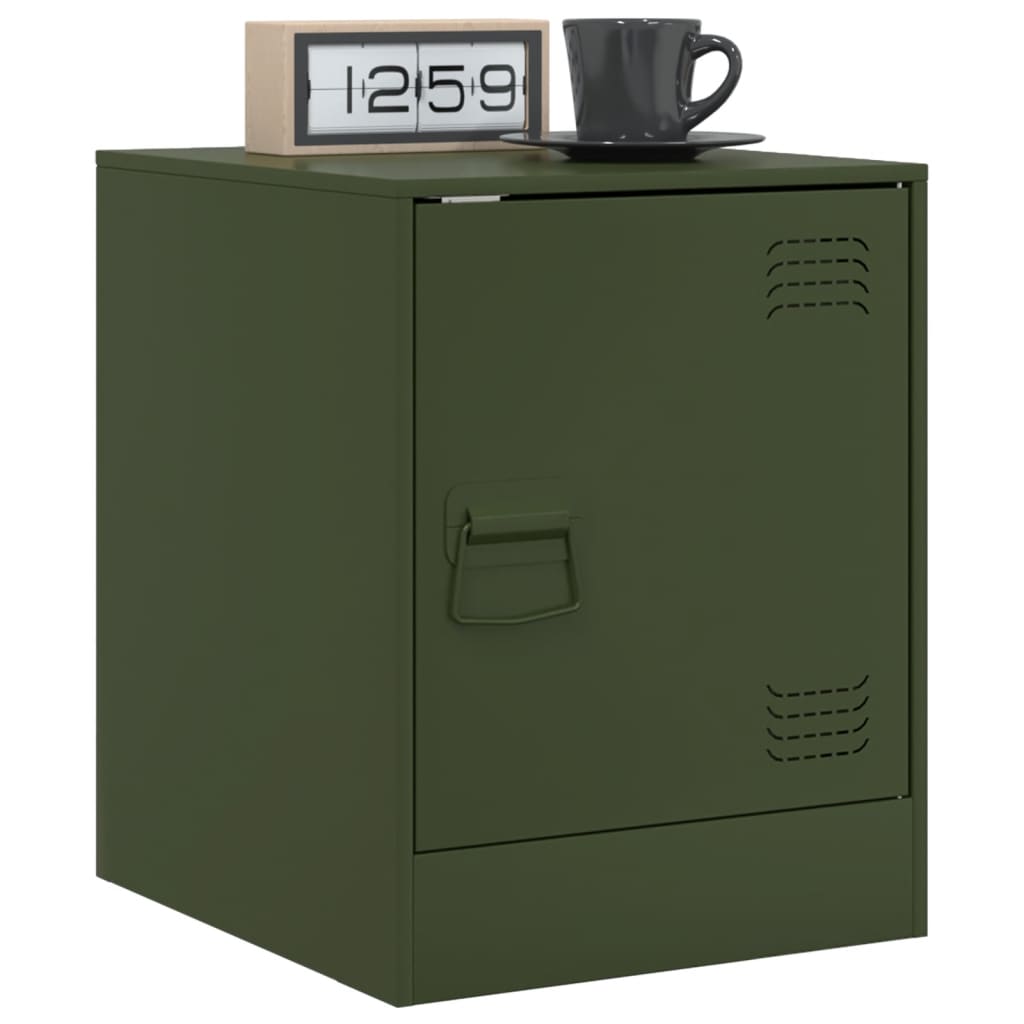 Tables de chevet 2 pcs vert olive 34,5x39x44 cm acier - XIOS