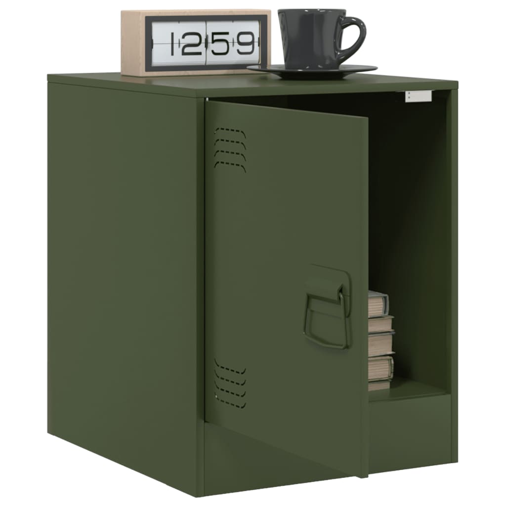 Tables de chevet 2 pcs vert olive 34,5x39x44 cm acier - XIOS