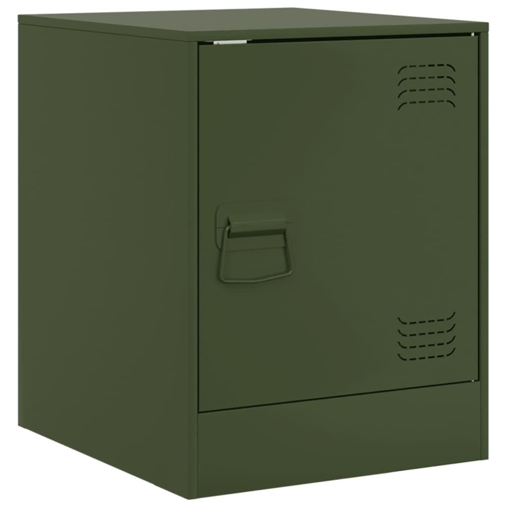 Tables de chevet 2 pcs vert olive 34,5x39x44 cm acier - XIOS