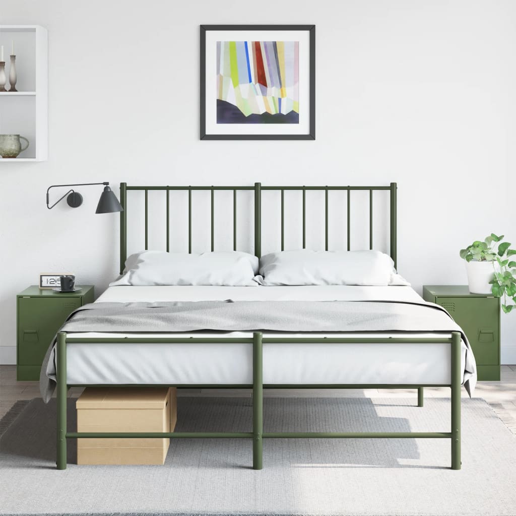 Tables de chevet 2 pcs vert olive 34,5x39x44 cm acier - XIOS