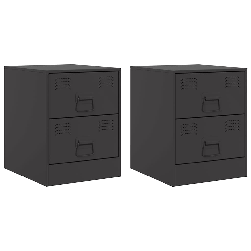 Tables de chevet 2 pcs noir 34,5x39x44 cm acier - XIOS