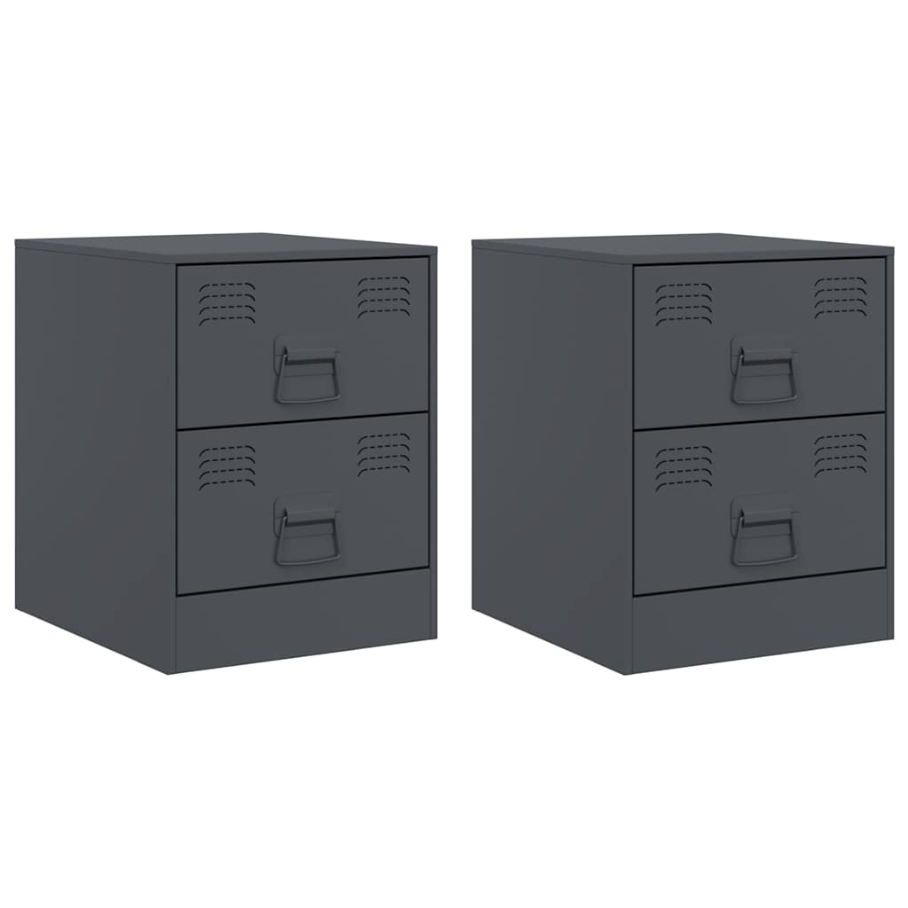Tables de chevet 2 pcs anthracite 34,5x39x44 cm acier - XIOS