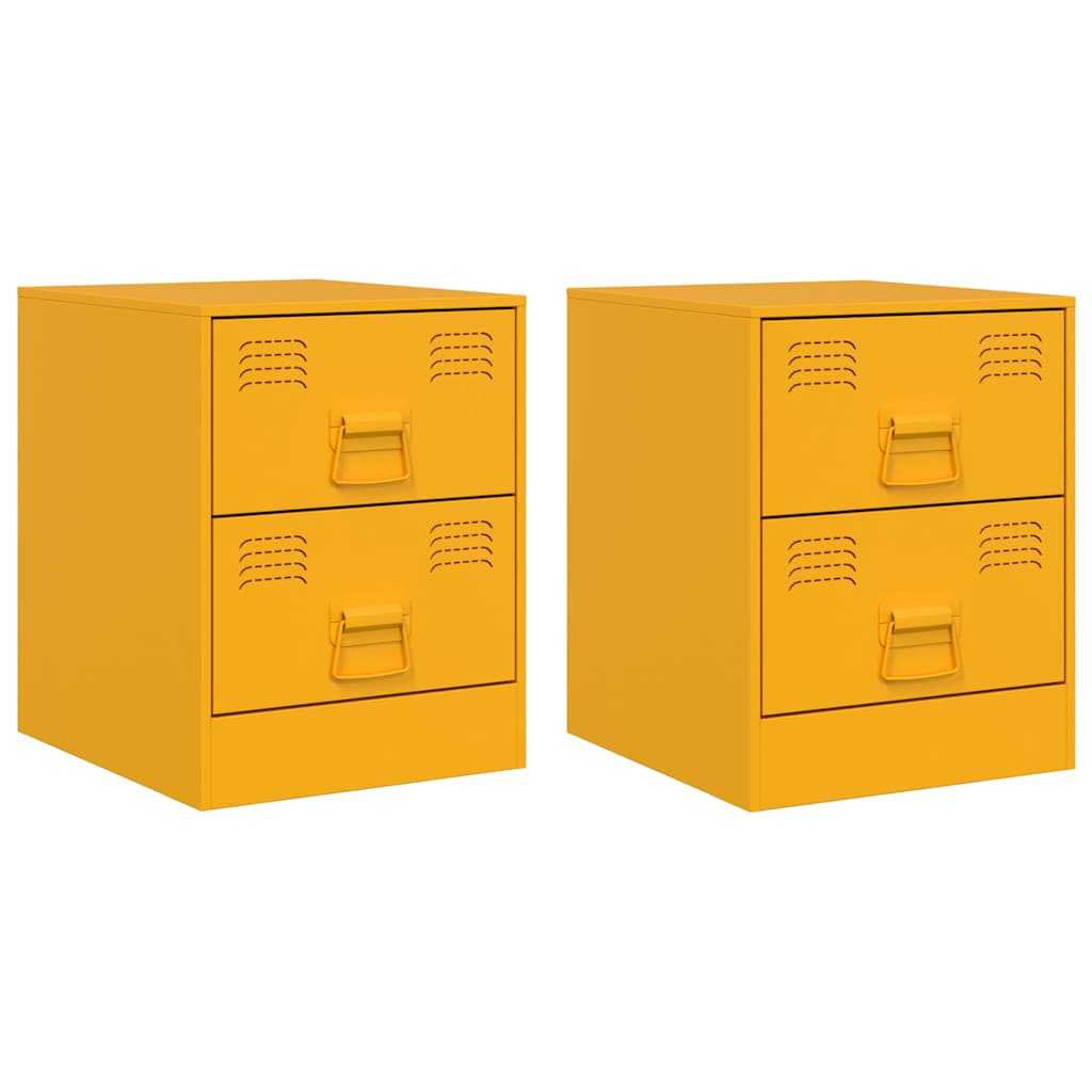 Tables de chevet 2 pcs jaune 34,5x39x44 cm acier - XIOS