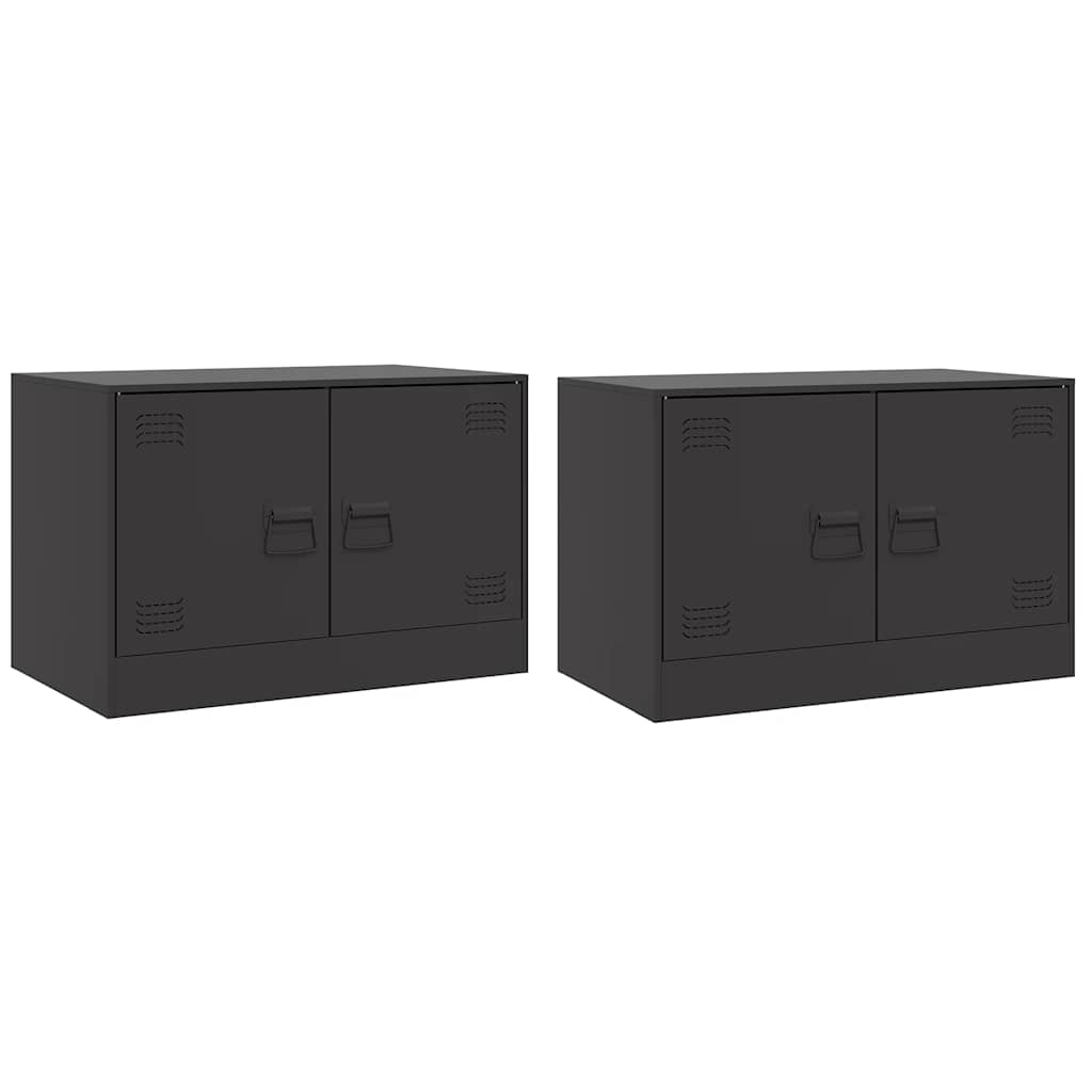 Meubles TV 2 pcs noir 67x39x44 cm acier - XIOS