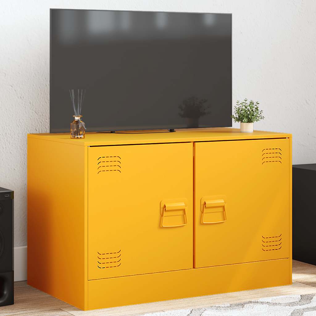 Meuble TV jaune moutarde 67x39x44 cm acier - XIOS