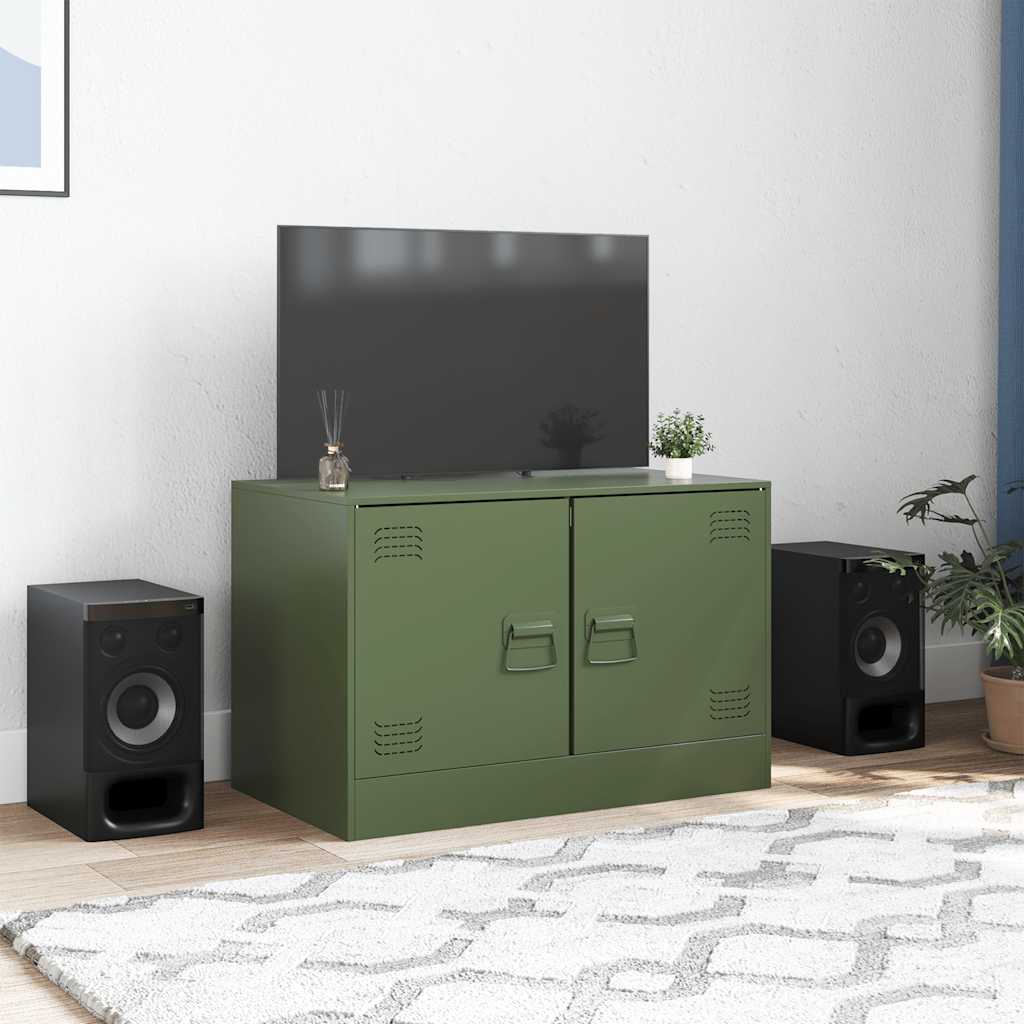 Meuble TV vert olive 67x39x44 cm acier - XIOS