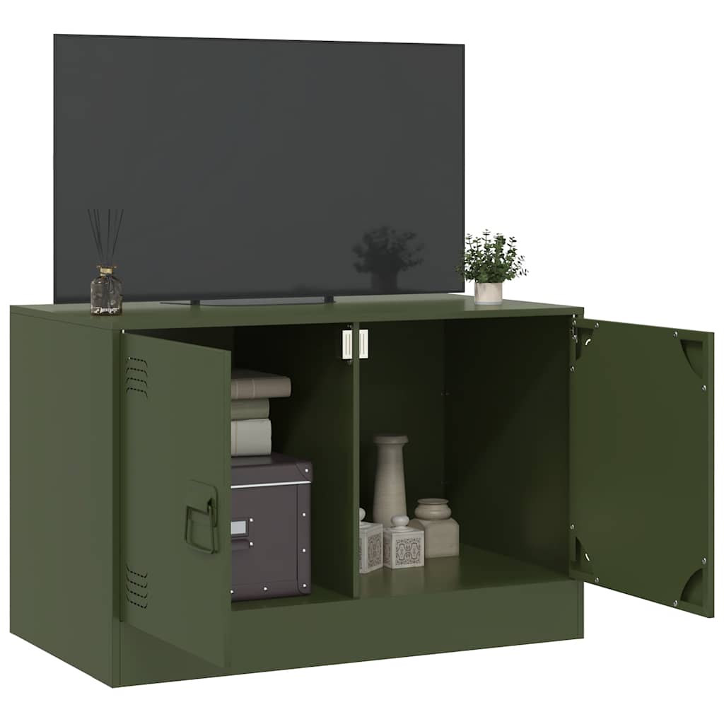 Meuble TV vert olive 67x39x44 cm acier - XIOS