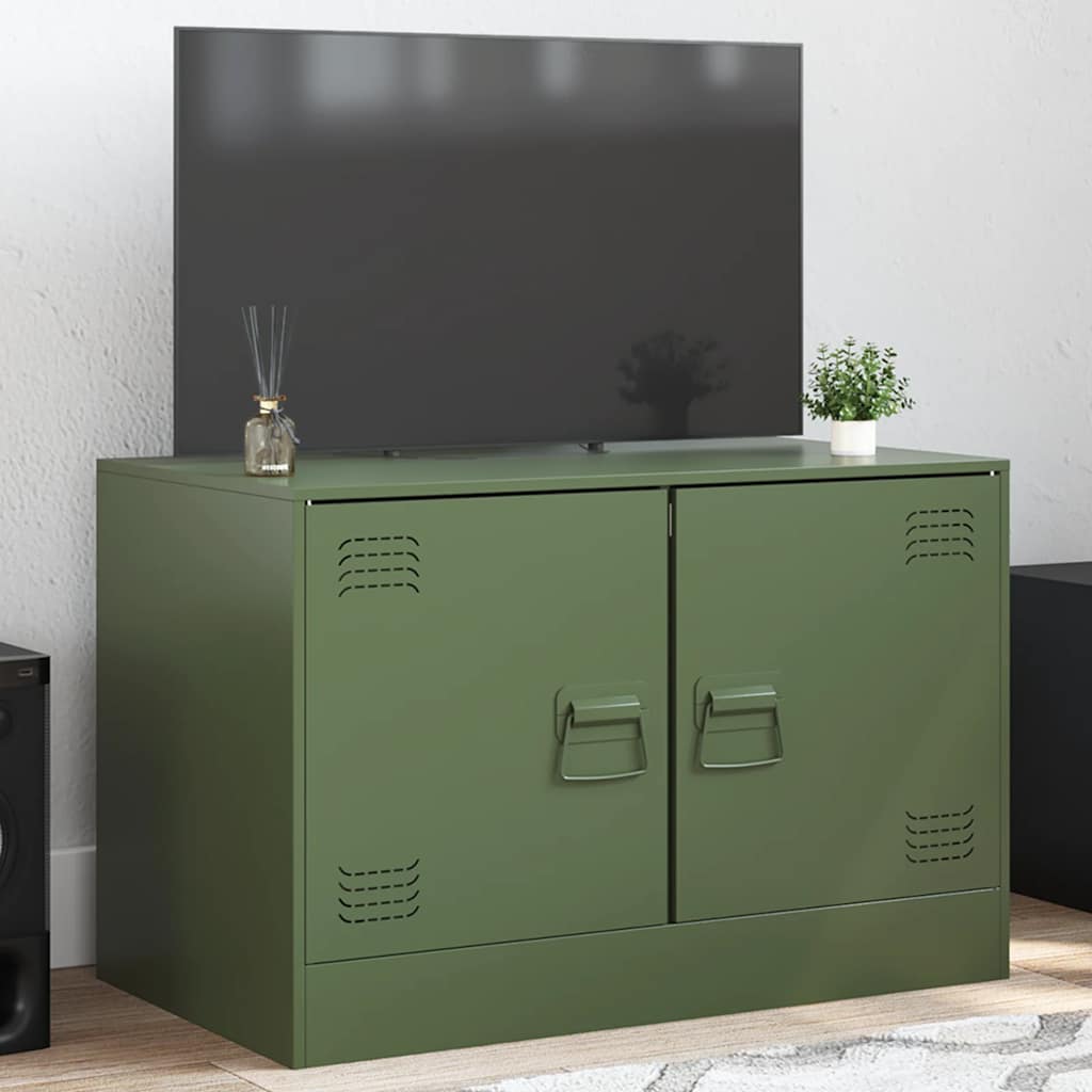 Meuble TV vert olive 67x39x44 cm acier - XIOS