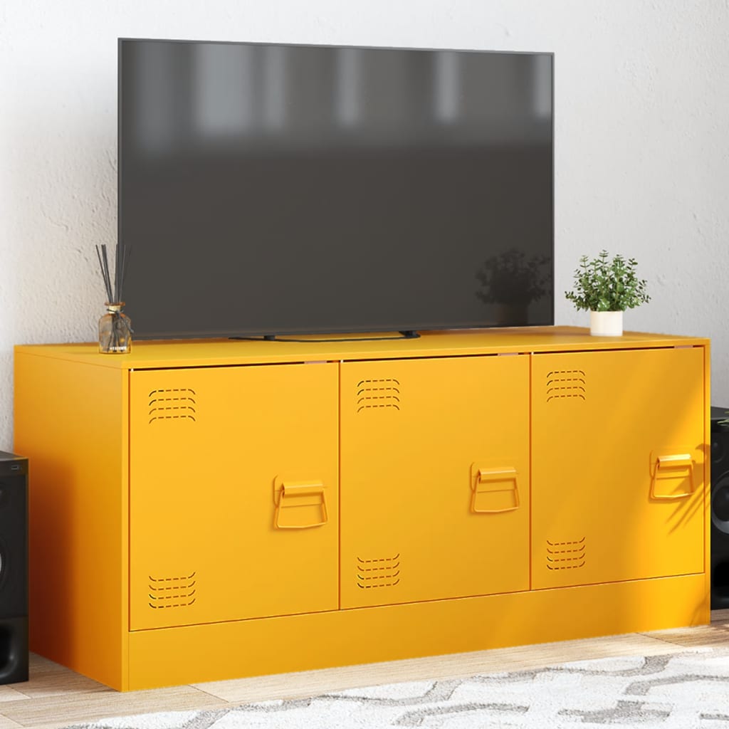 Meuble TV jaune moutarde 99x39x44 cm acier - XIOS