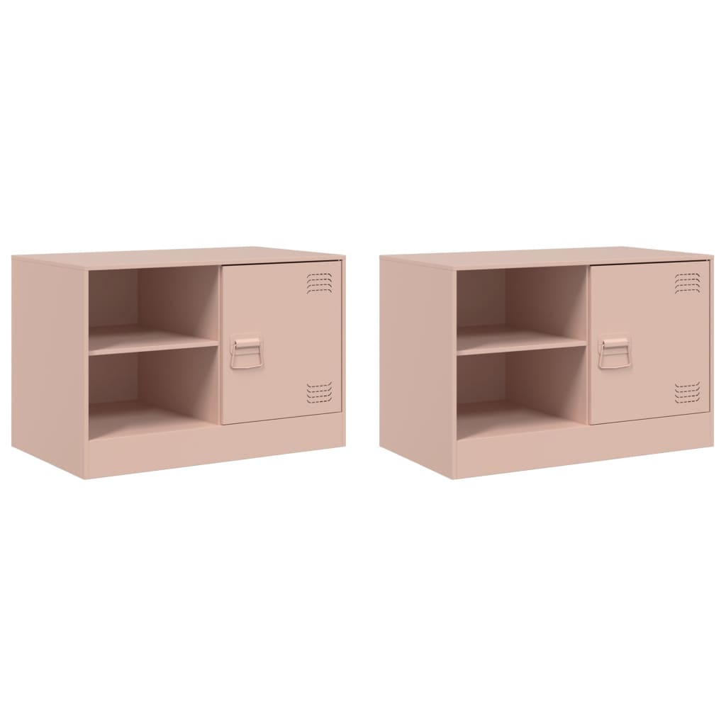 Meubles TV 2 pcs rose 67x39x44 cm acier - XIOS