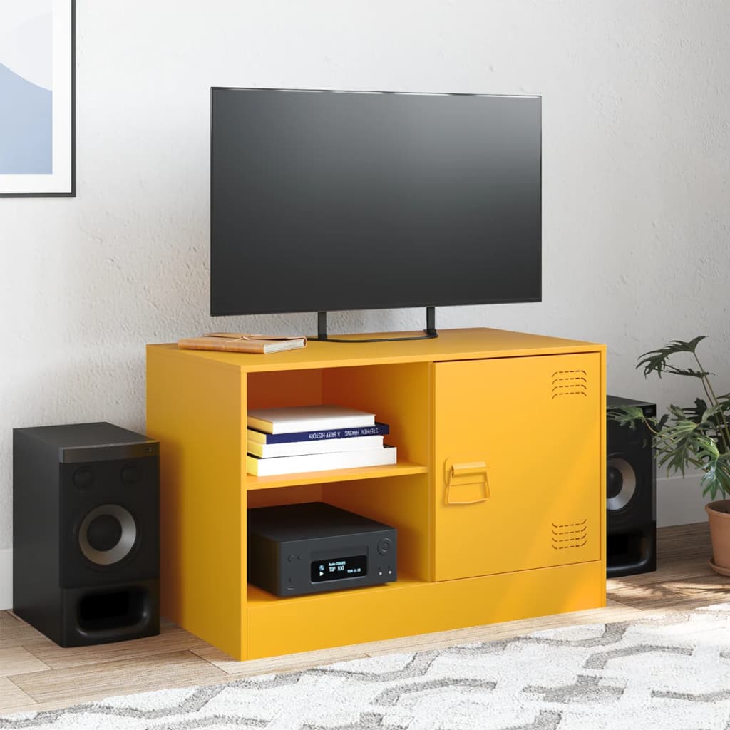 Meuble TV jaune moutarde 67x39x44 cm acier - XIOS