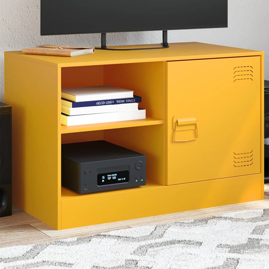Meuble TV jaune moutarde 67x39x44 cm acier - XIOS