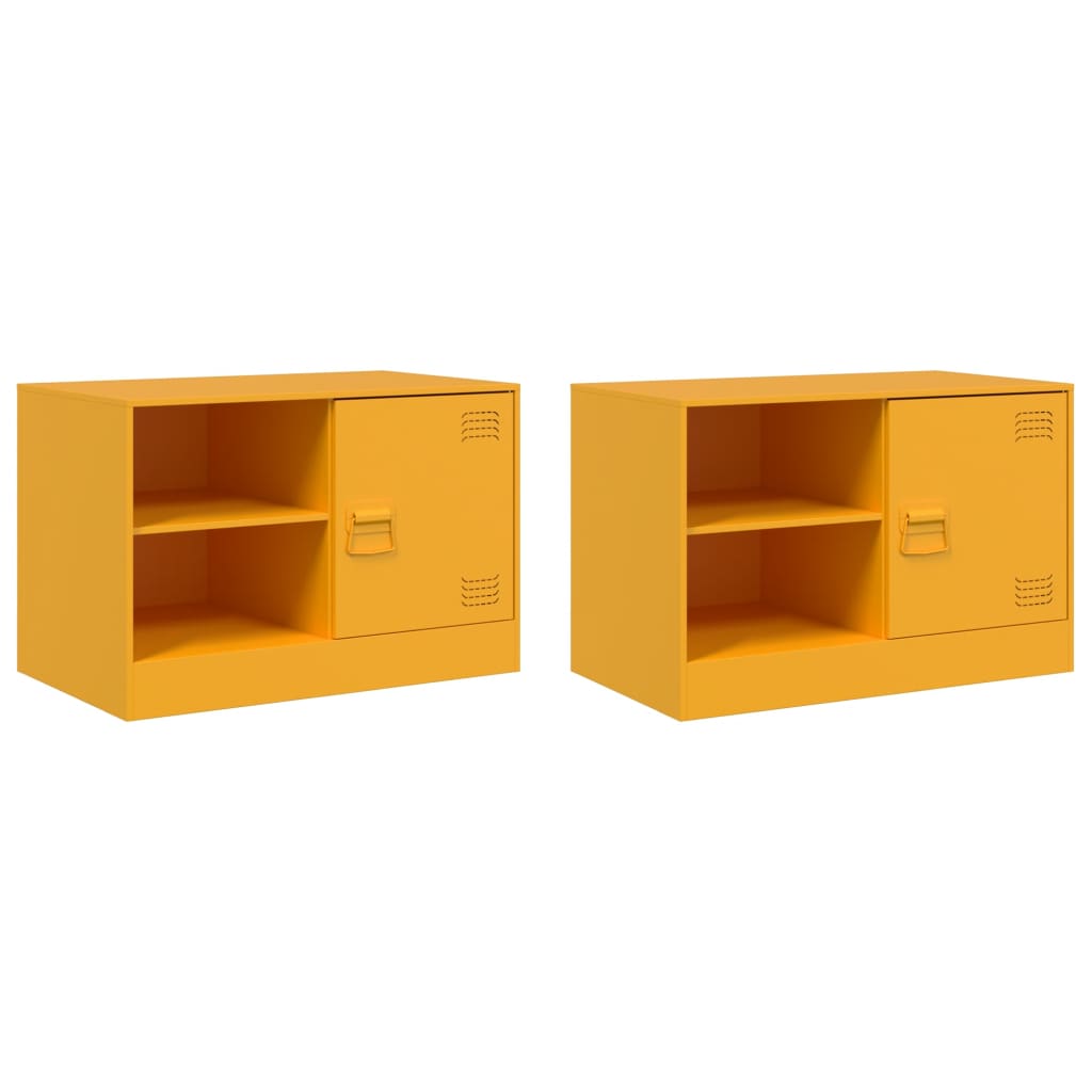 Meubles TV 2 pcs jaune moutarde 67x39x44 cm acier - XIOS