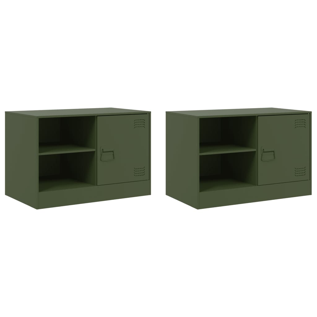 Meubles TV 2 pcs vert olive 67x39x44 cm acier - XIOS