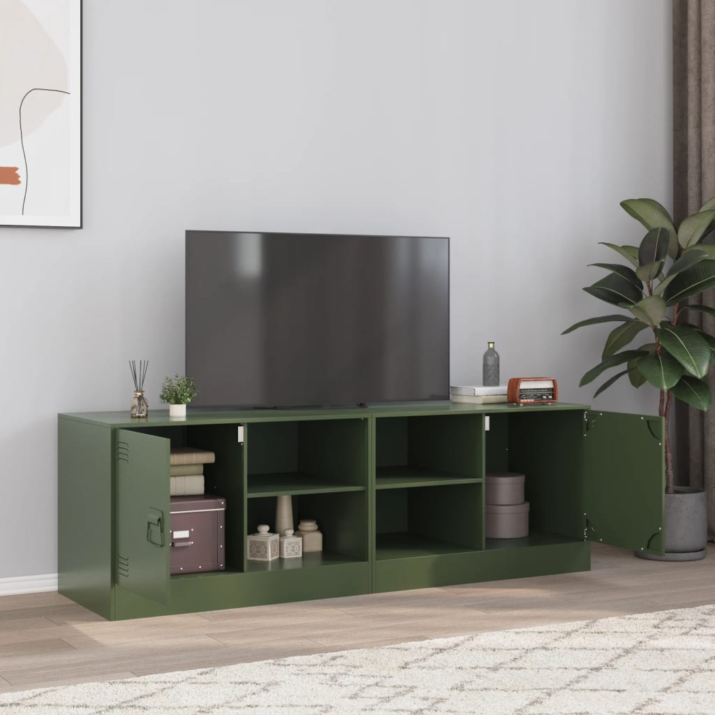 Meubles TV 2 pcs vert olive 67x39x44 cm acier - XIOS